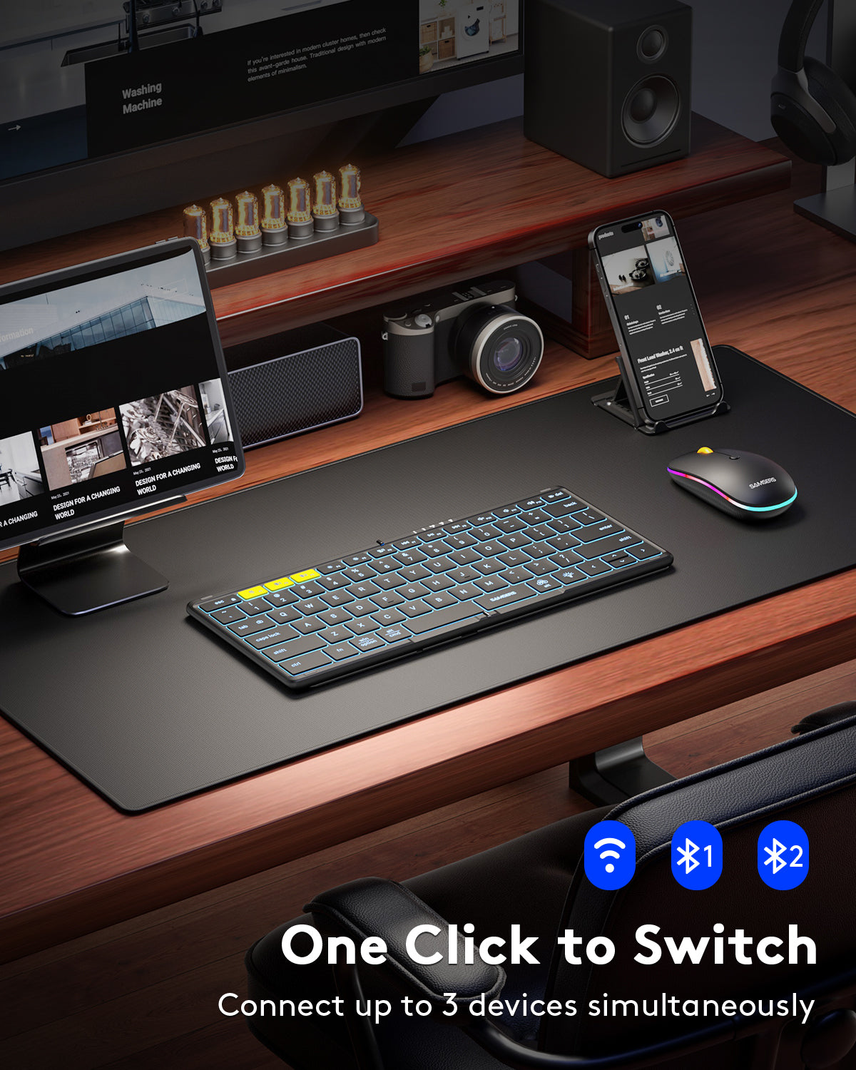 Samsers Foldable Keyboard and Mouse with Backlight - KM08X