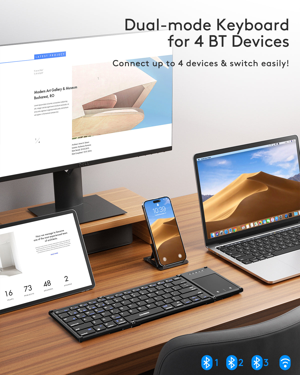 Dual-Mode Folding Keyboard with Touchpad - B066T