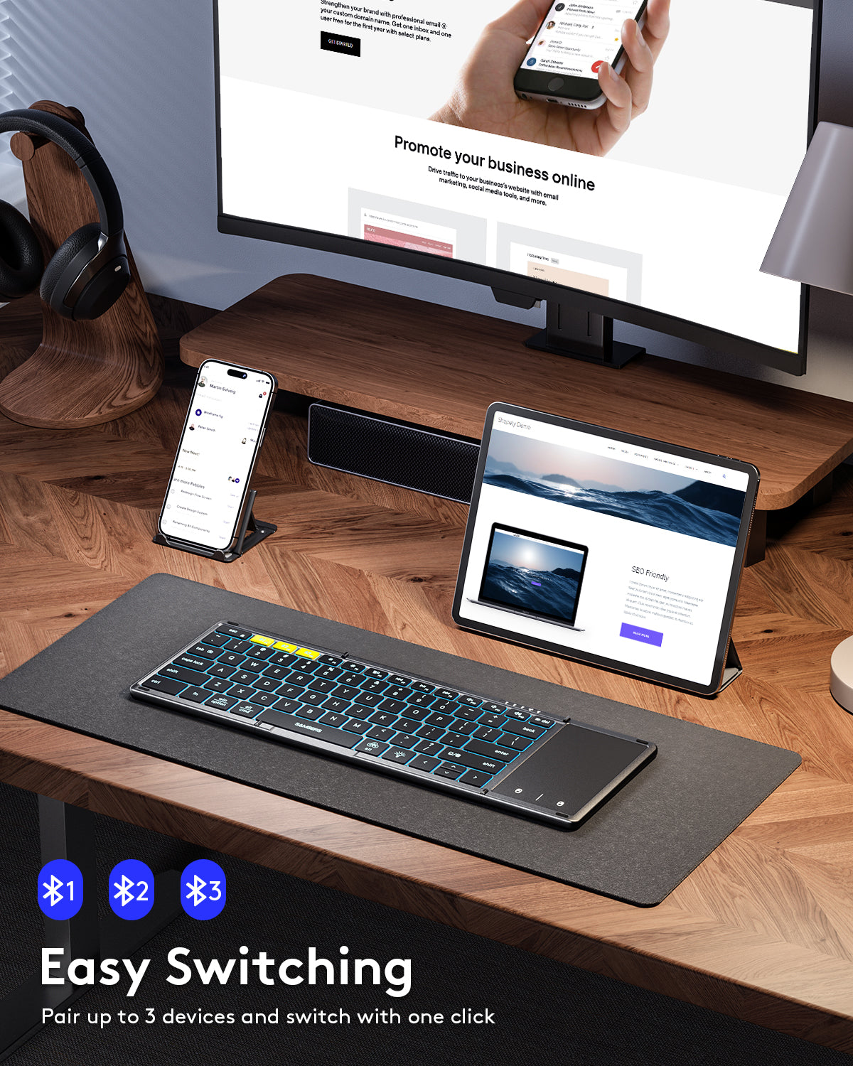 Foldable Keyboard with Touchpad with Backlight - KT06X