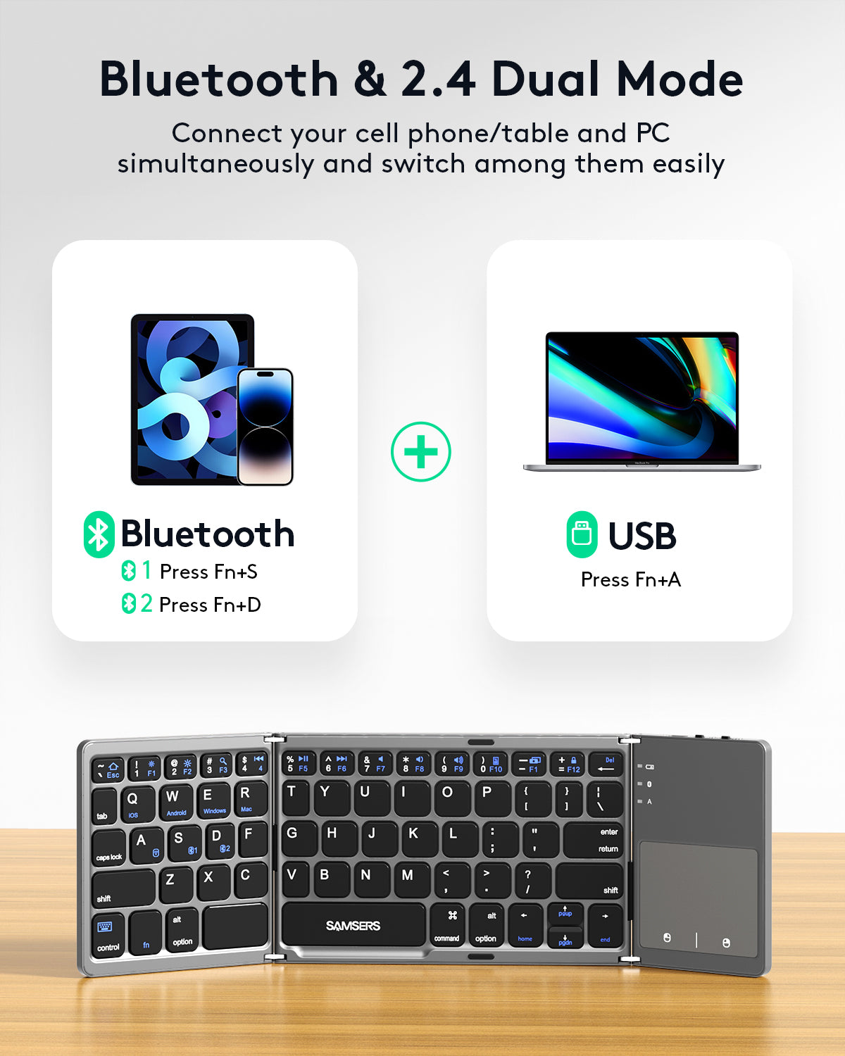 Dual Mode Folding Keyboard with Touchpad - KT03M