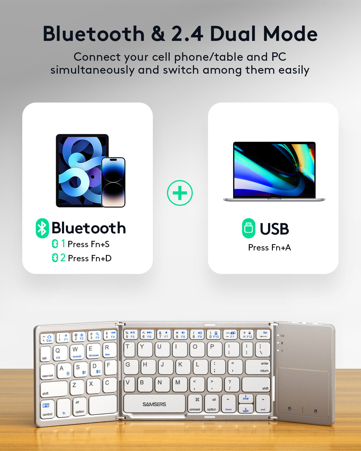 Dual Mode Folding Keyboard with Touchpad - KT03M