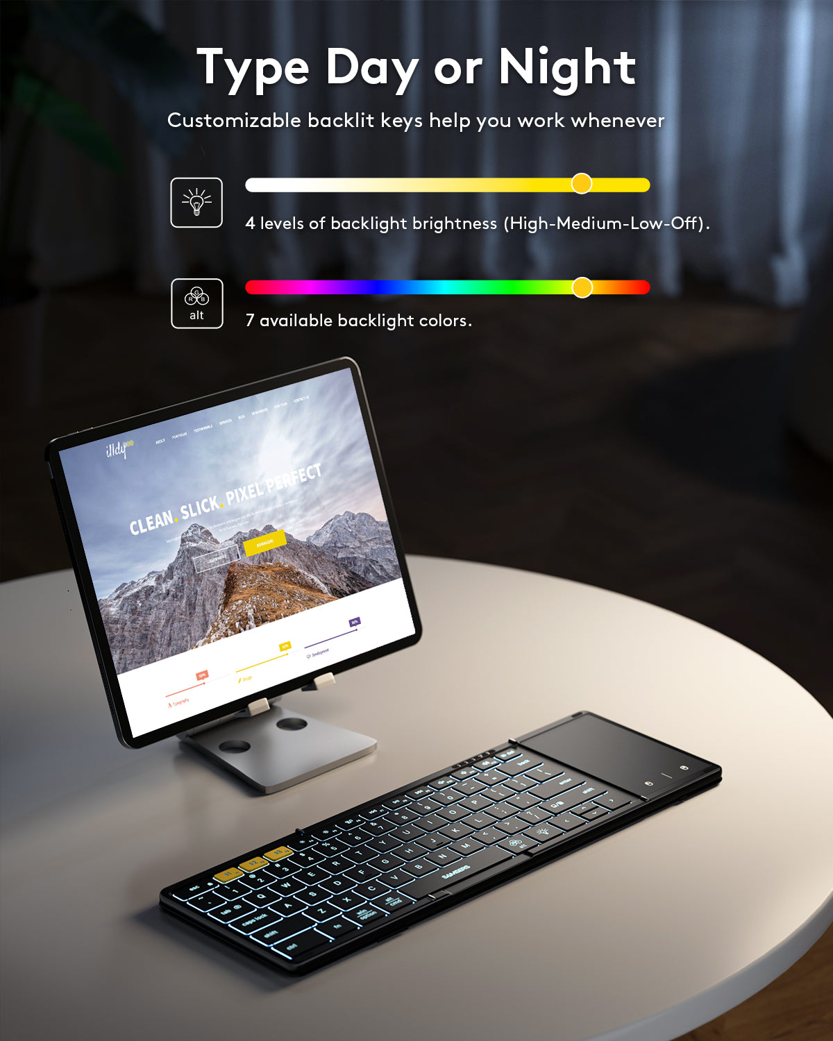 Foldable Keyboard with Touchpad with Backlight - KT06X