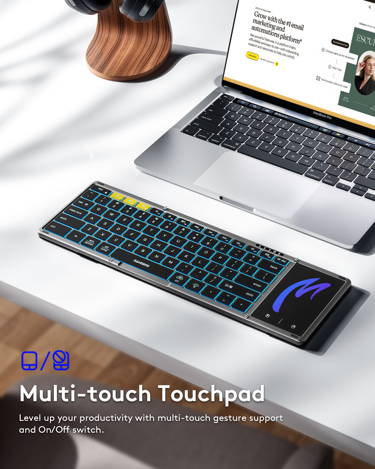 Foldable Keyboard with Touchpad with Backlight - KT06X