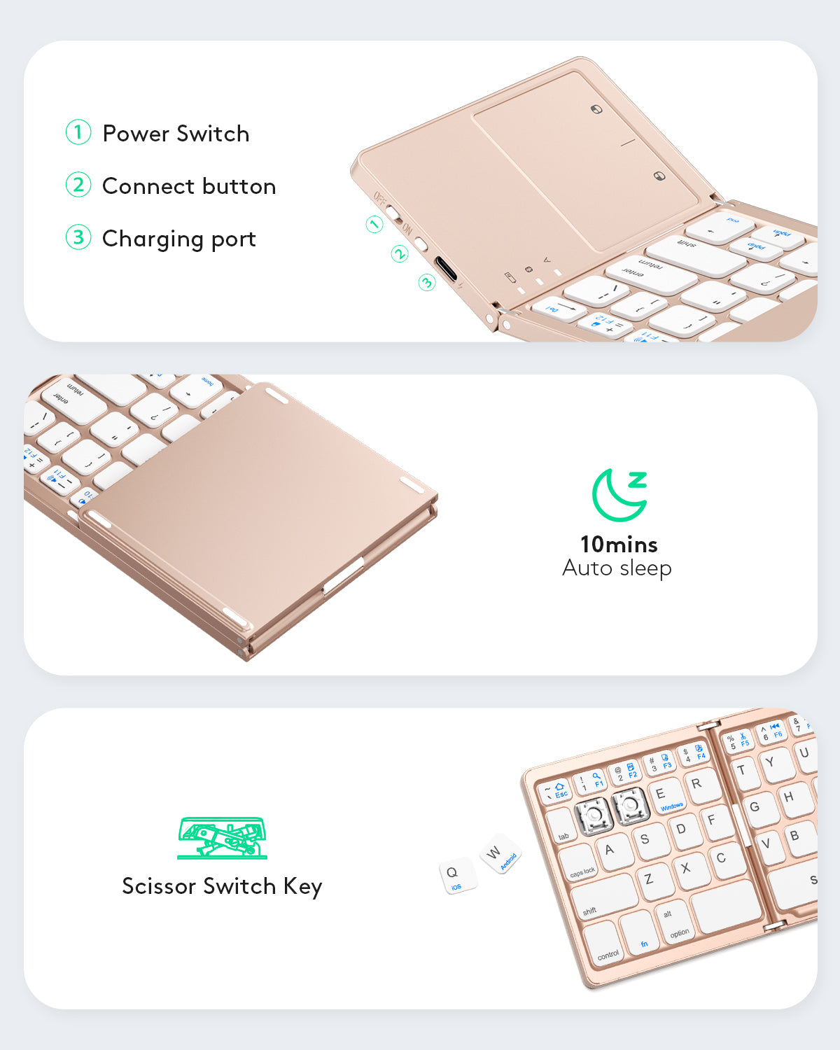 Folding Keyboard with Touchpad - KT03