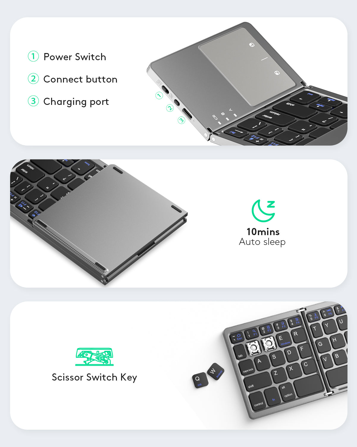 Samsers Folding Keyboard with Touchpad - KT03