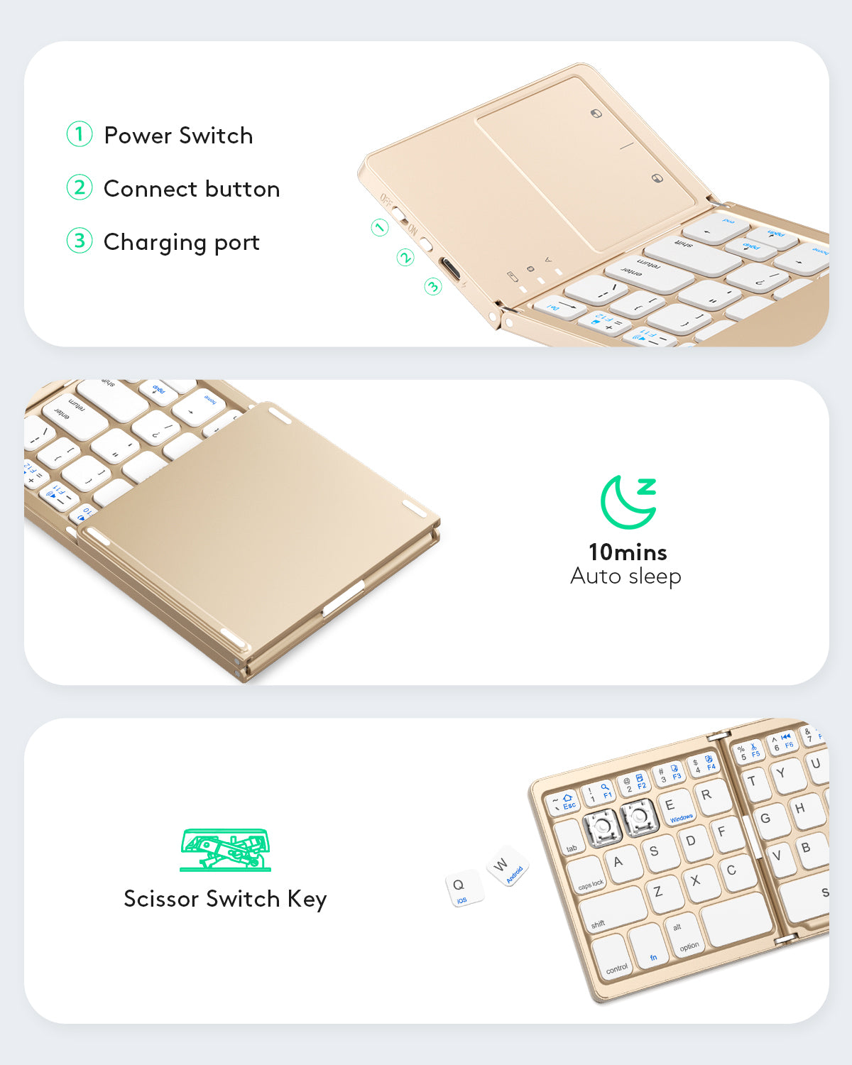 Folding Keyboard with Touchpad - KT03