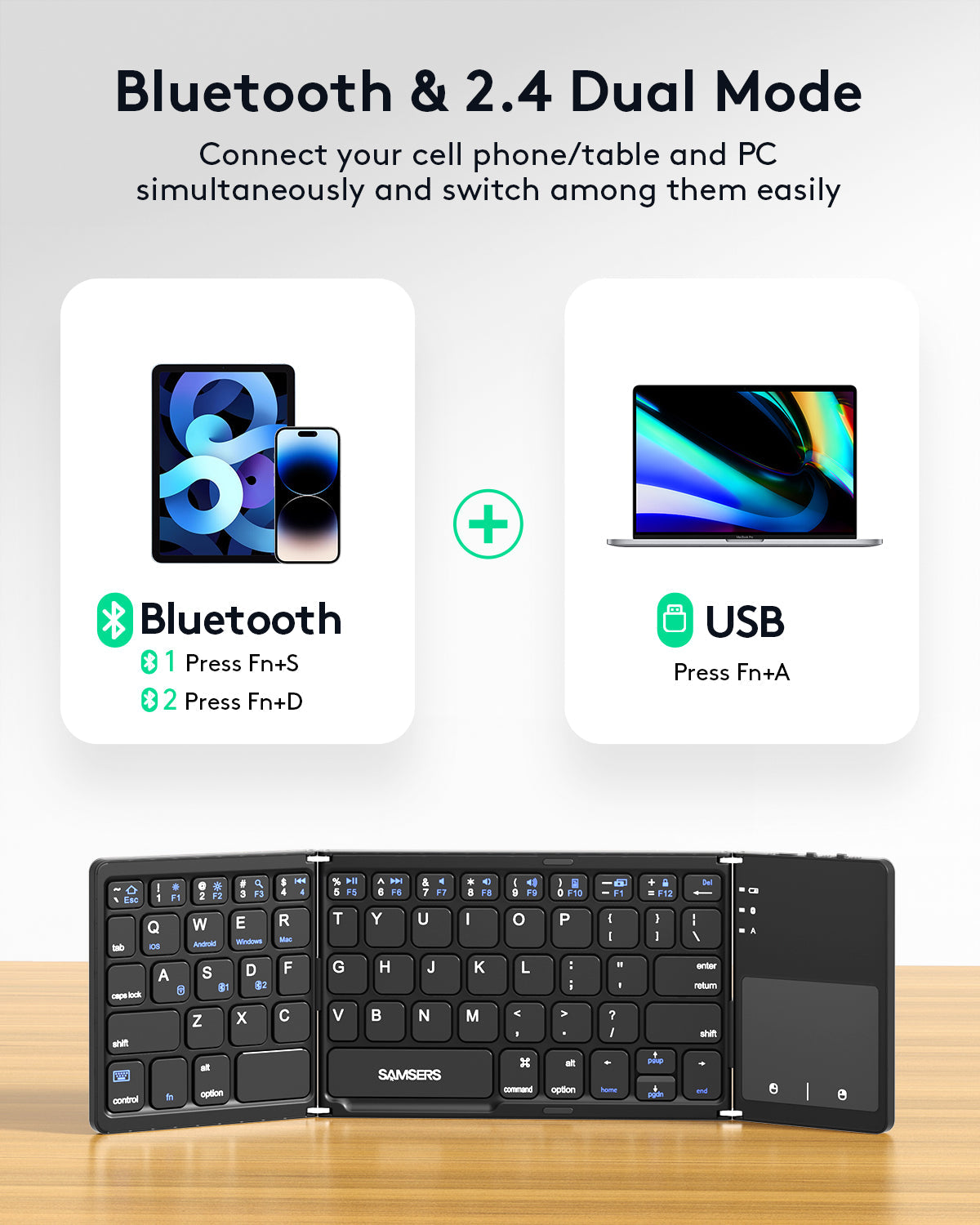 Dual Mode Folding Keyboard with Touchpad - KT03M