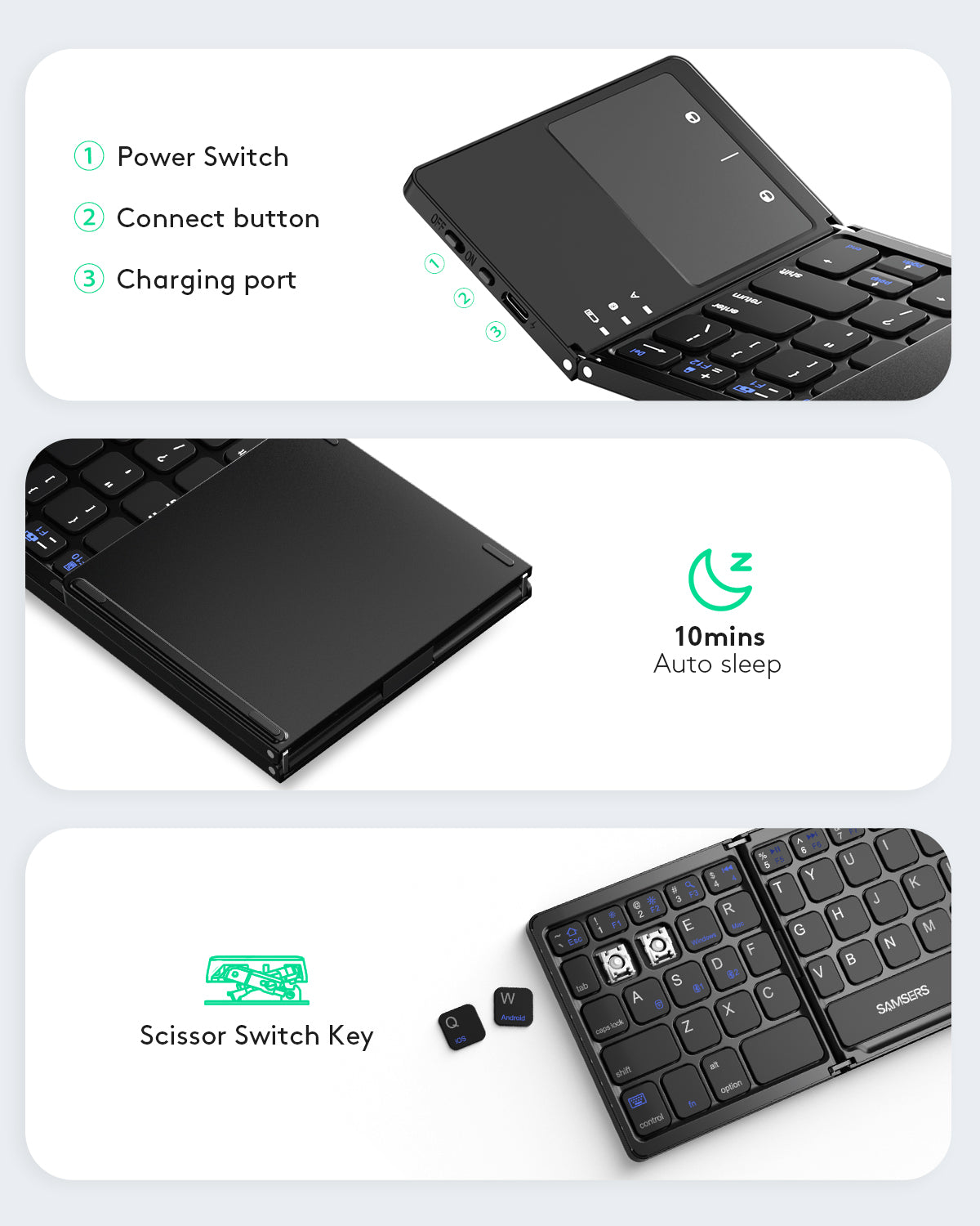 Dual Mode Folding Keyboard with Touchpad - KT03M