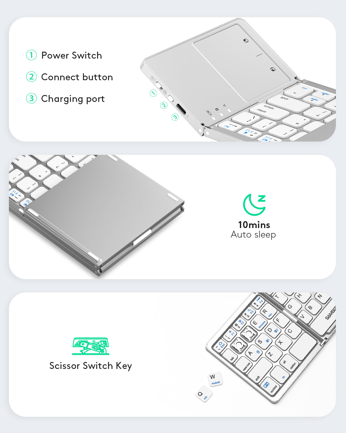 Dual Mode Folding Keyboard with Touchpad - KT03M