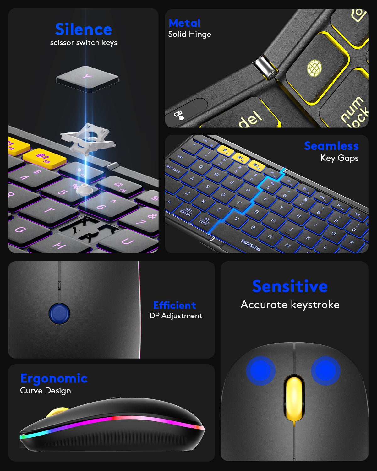 Samsers Foldable Keyboard and Mouse with Backlight - KM01X