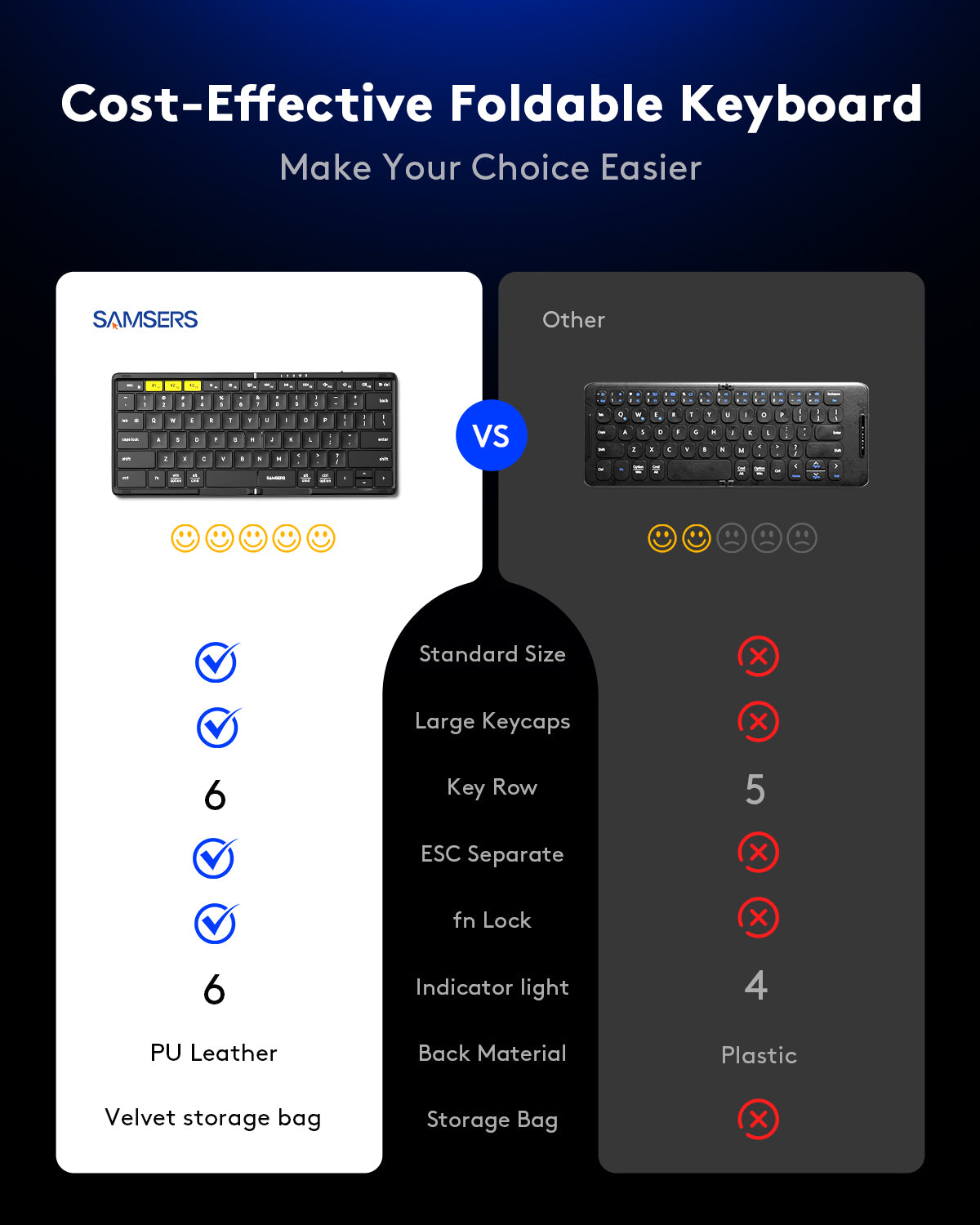Full-Size Foldable Bluetooth Keyboard - KF08S
