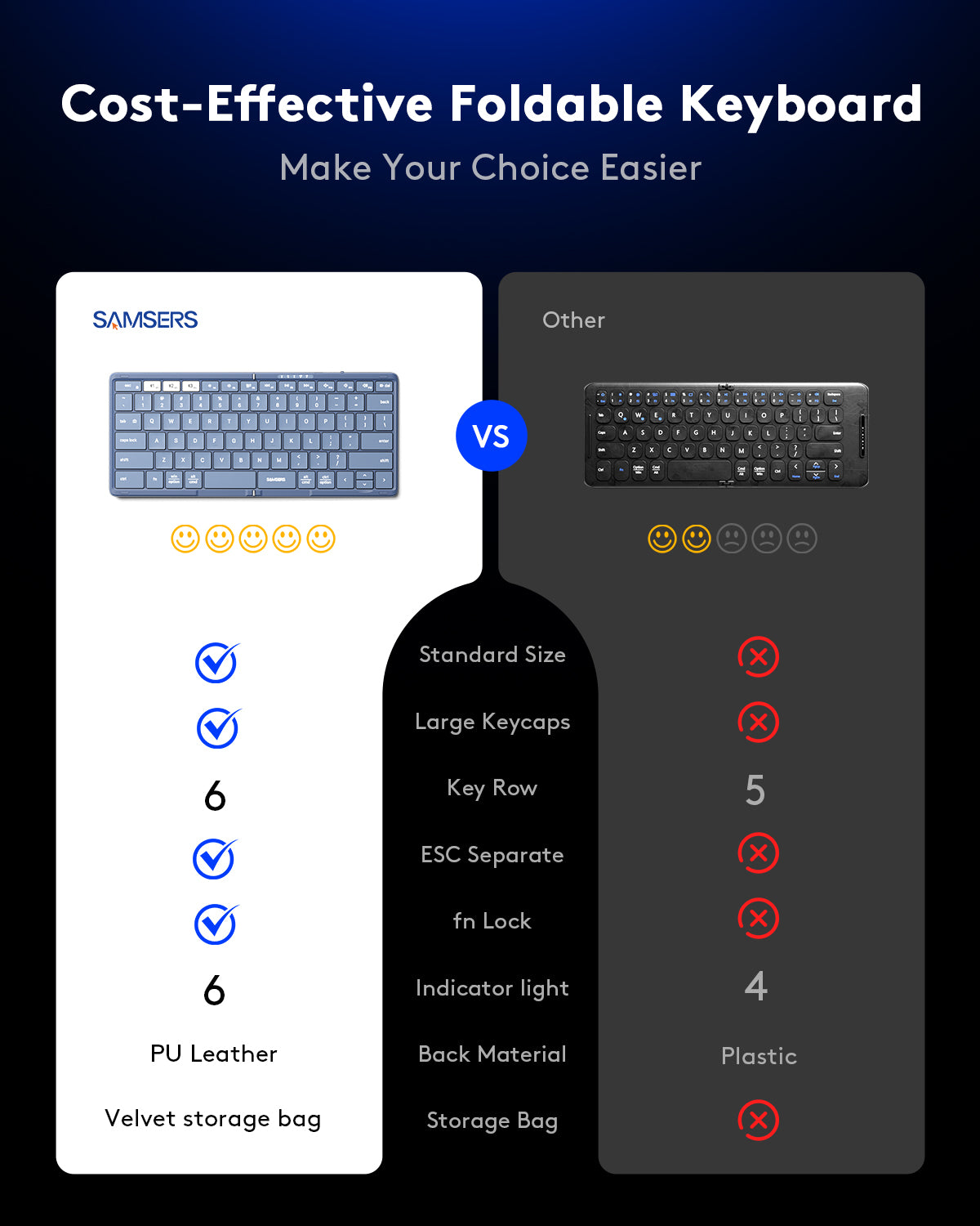 Full-Size Foldable Bluetooth Keyboard - KF08S