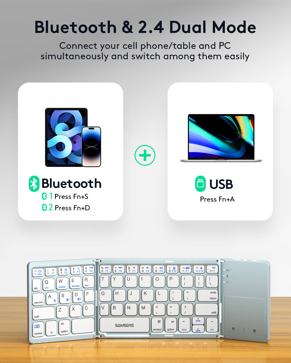Dual Mode Folding Keyboard with Touchpad - KT03M