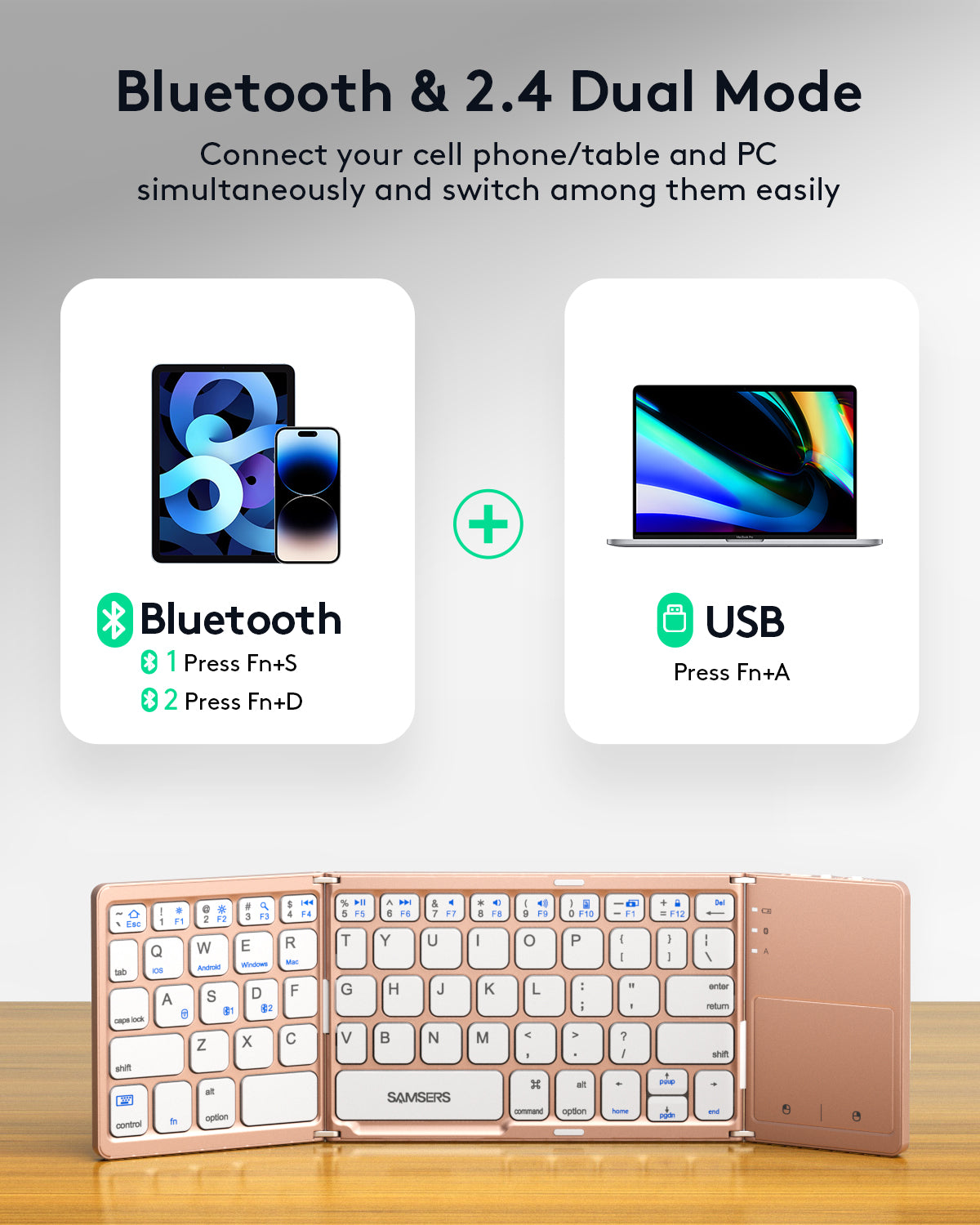 Dual Mode Folding Keyboard with Touchpad - KT03M