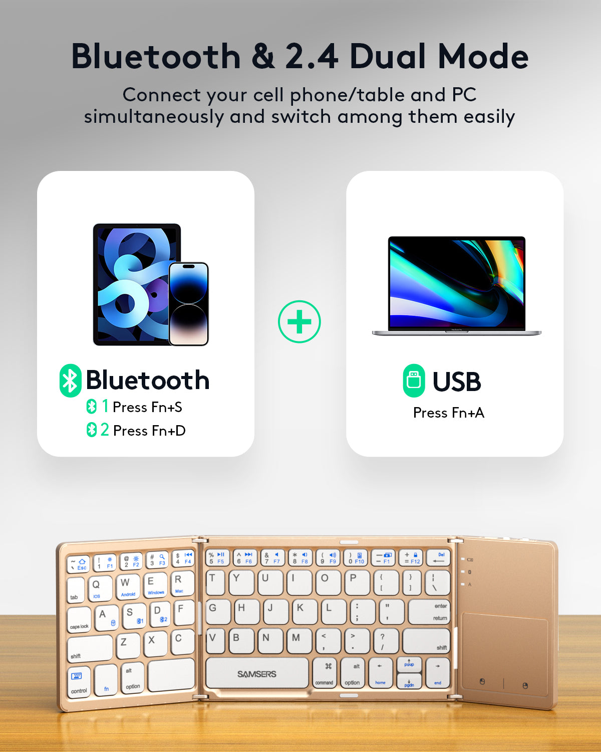 Dual Mode Folding Keyboard with Touchpad - KT03M