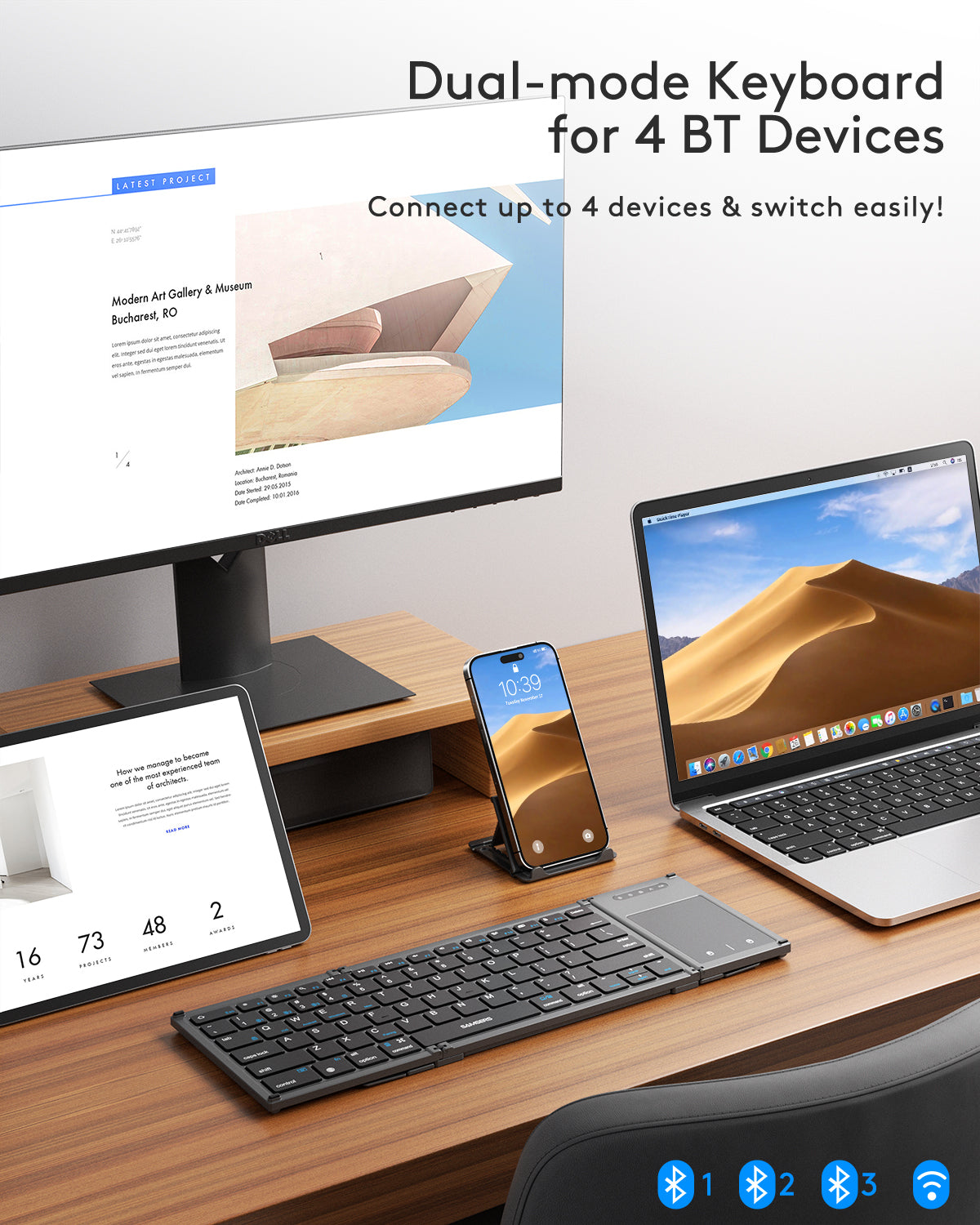Dual-Mode Folding Keyboard with Touchpad - B066T