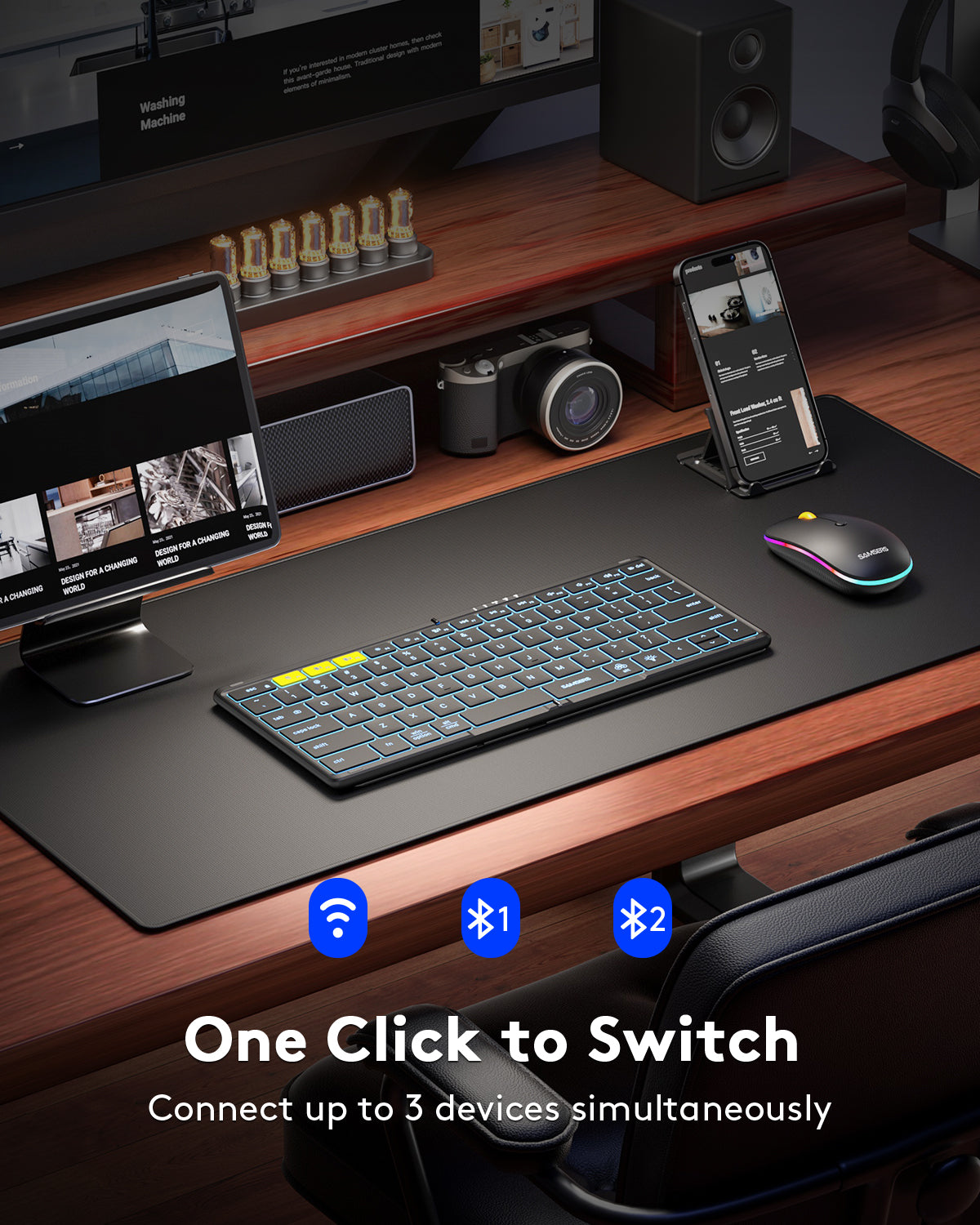 Samsers Foldable Keyboard and Mouse with Backlight - KM08X