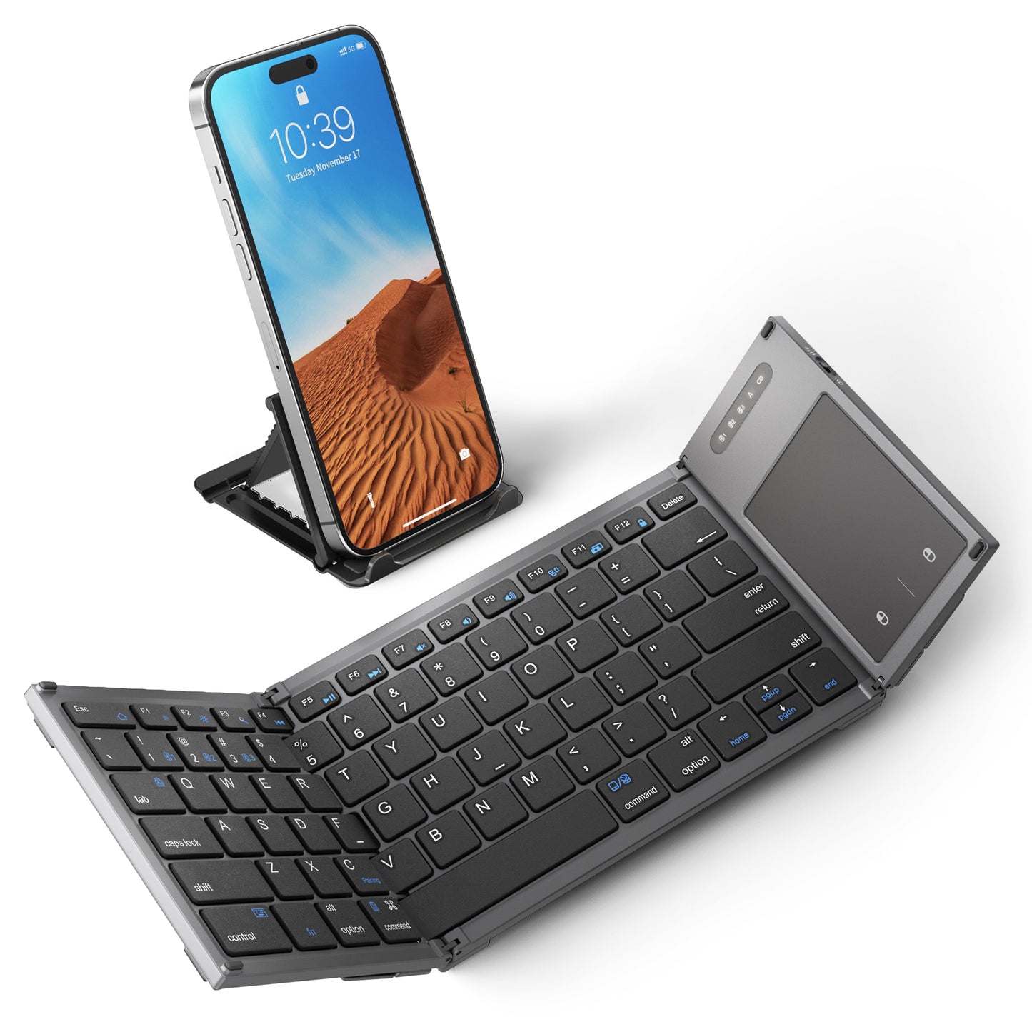 Samsers  Full-Size Foldable Bluetooth Keyboard with Touchpad for iOS Android Windows Mac OS, Support 3 Devices (BT5.1 x 3)