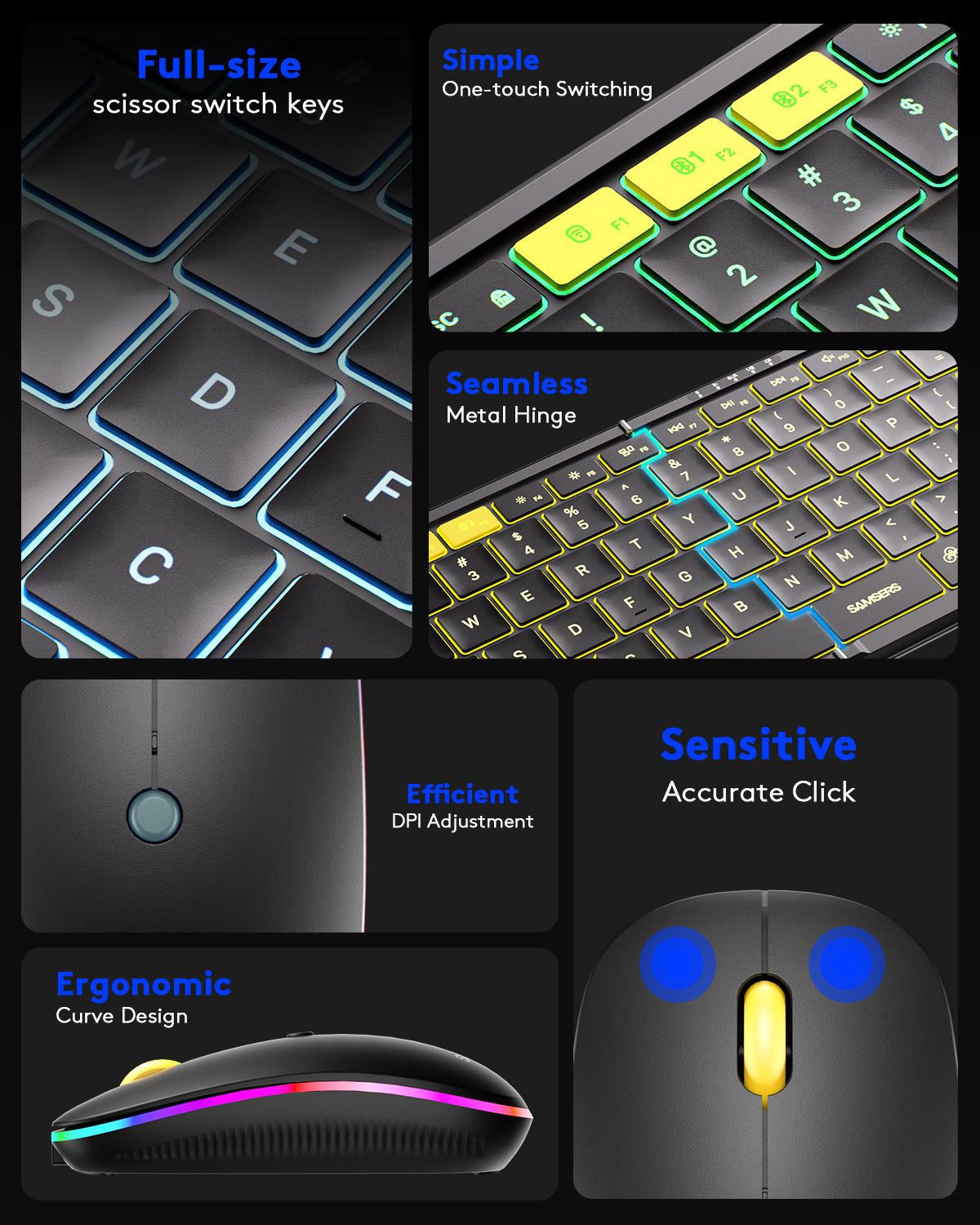 Samsers Foldable Keyboard and Mouse with Backlight - KM08X