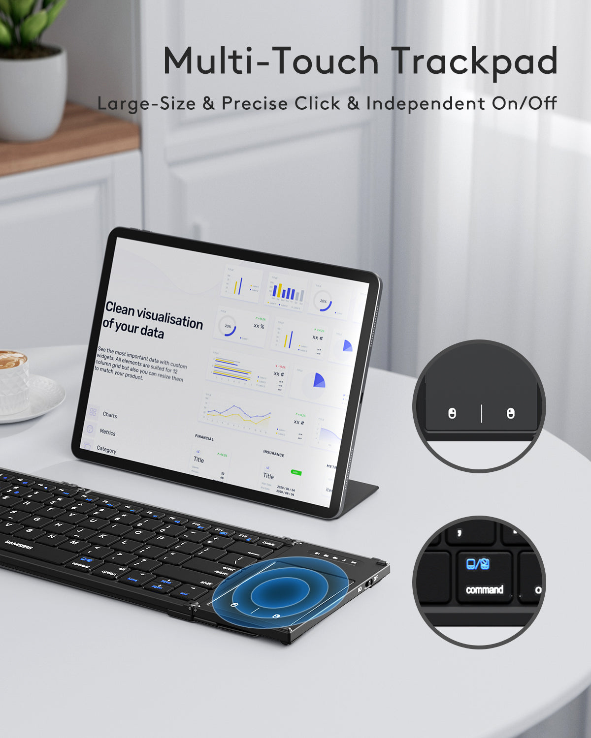 Full-Size Folding Keyboard with Touchpad - B066T
