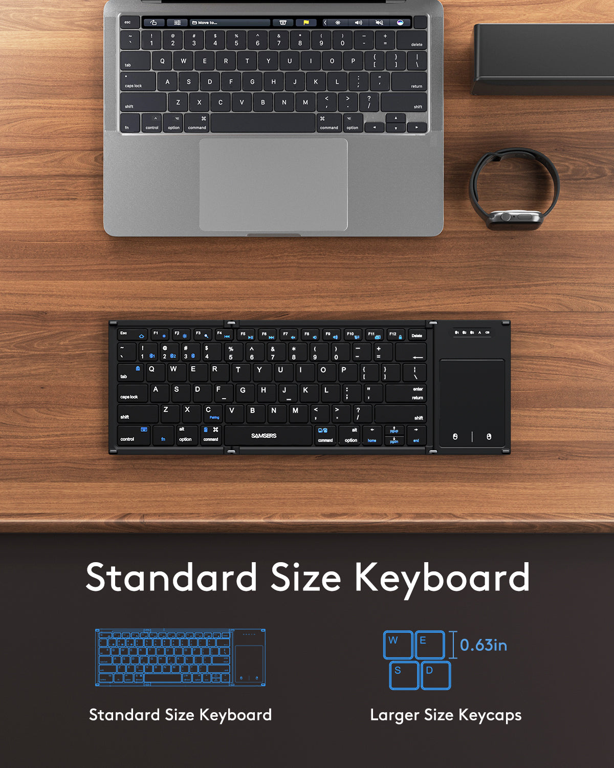 Full-Size Folding Keyboard with Touchpad - B066T