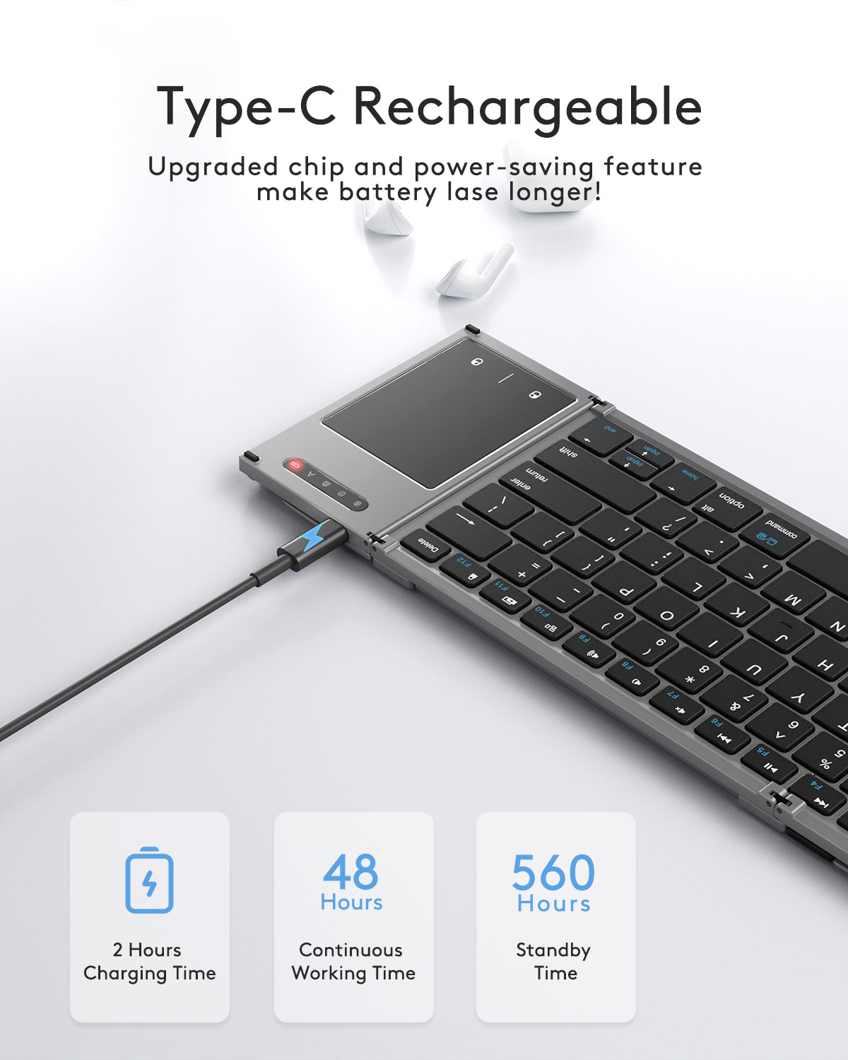 Dual-Mode Folding Keyboard with Touchpad - B066T