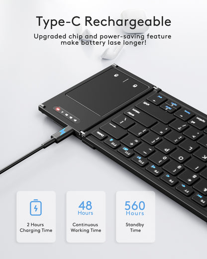 Full-Size Folding Keyboard with Touchpad - B066T