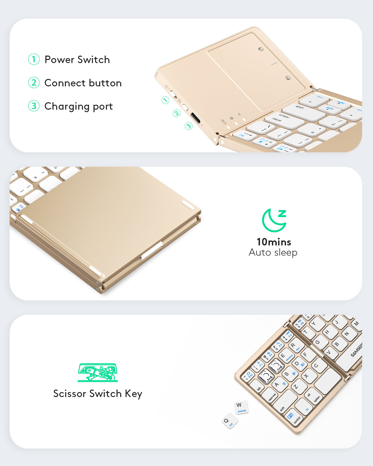 Dual Mode Folding Keyboard with Touchpad - KT03M