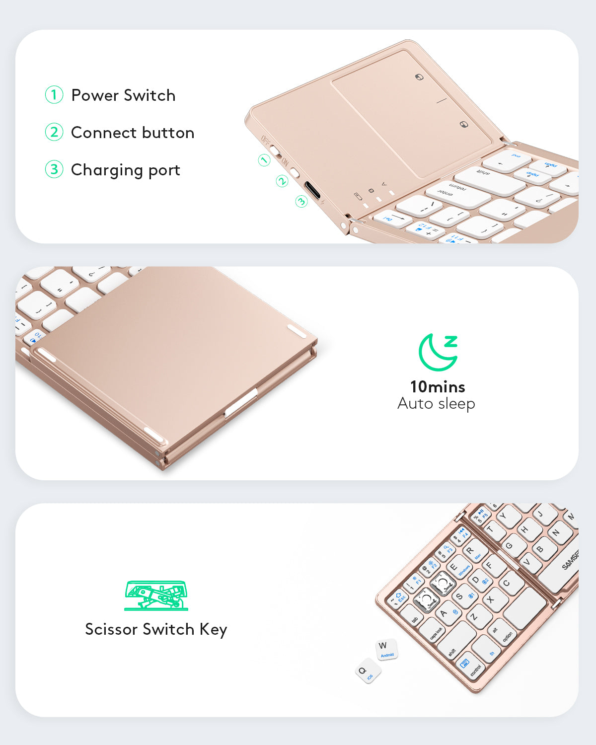 Dual Mode Folding Keyboard with Touchpad - KT03M