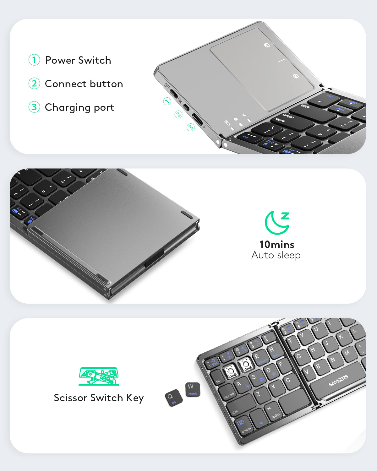 Dual Mode Folding Keyboard with Touchpad - KT03M
