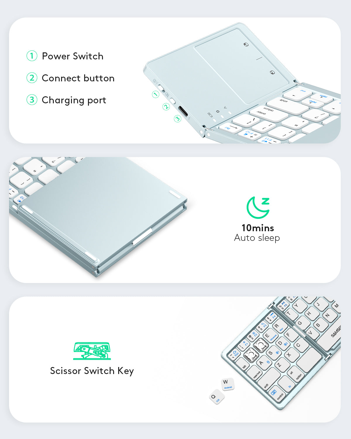 Dual Mode Folding Keyboard with Touchpad - KT03M